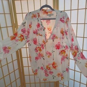 Loft plus size long sleeve top floral with vibrant colors.